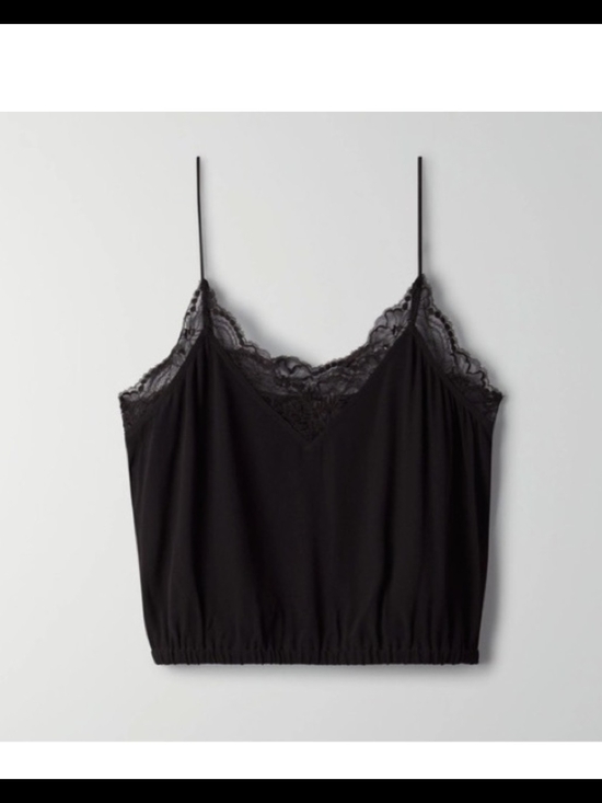 Wilfred Tops - Wilfred Free Agyness Black Lace-Trim Slip Crop Top SIZE Med